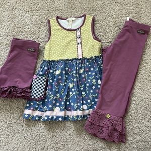 Matilda Jane tunic shorts and leggings set. Size 10.